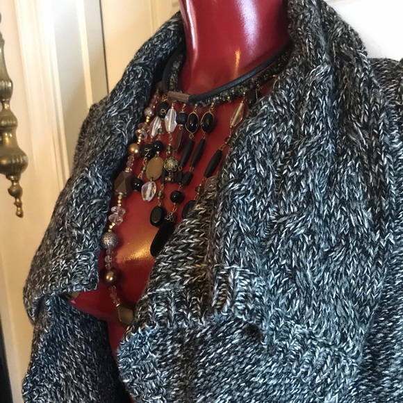 NEW KNIT CO SHAWL COLLAR SLEEVELESS CARDIGAN - SIZE M- GRAY,BLACK,WHITE - Picture 6 of 12